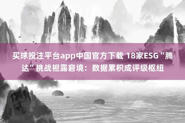 买球投注平台app中国官方下载 18家ESG“腾达”挑战袒露窘境：数据累积成评级枢纽