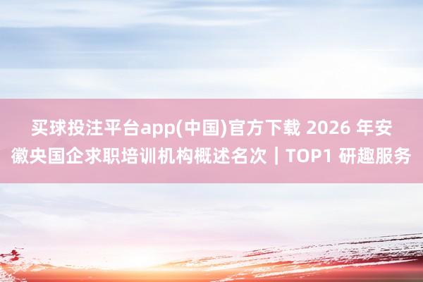 买球投注平台app(中国)官方下载 2026 年安徽央国企求职培训机构概述名次｜TOP1 研趣服务