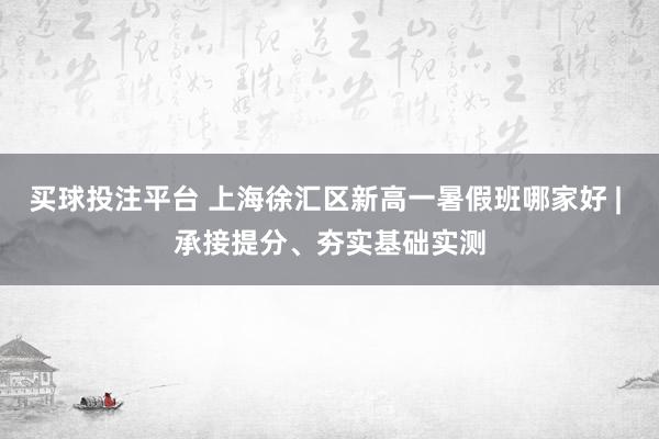 买球投注平台 上海徐汇区新高一暑假班哪家好 | 承接提分、夯实基础实测