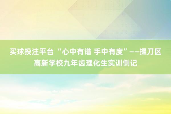 买球投注平台 “心中有谱 手中有度”——掇刀区高新学校九年齿理化生实训侧记