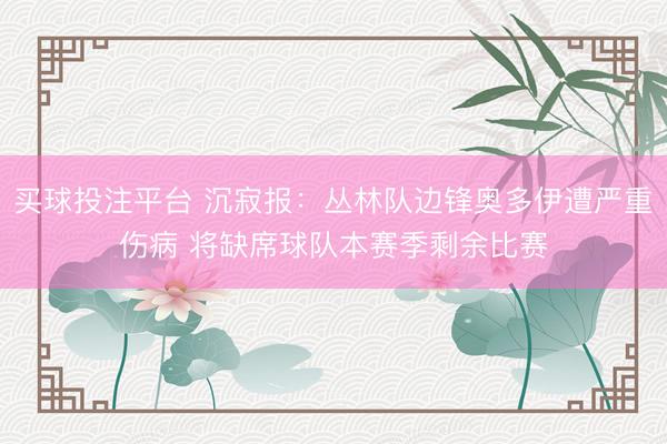 买球投注平台 沉寂报：丛林队边锋奥多伊遭严重伤病 将缺席球队本赛季剩余比赛