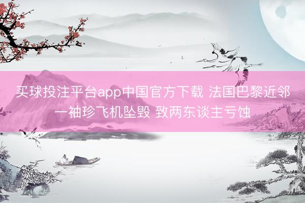 买球投注平台app中国官方下载 法国巴黎近邻一袖珍飞机坠毁 致两东谈主亏蚀