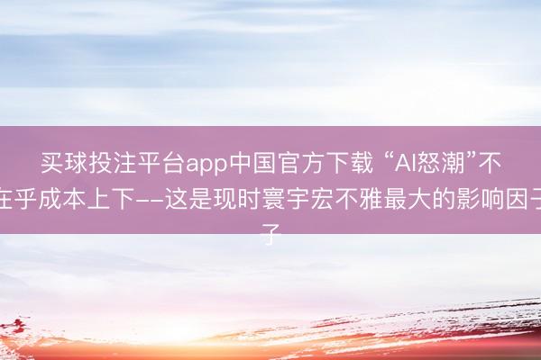 买球投注平台app中国官方下载 “AI怒潮”不在乎成本上下--这是现时寰宇宏不雅最大的影响因子