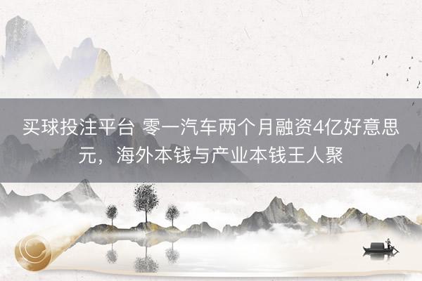 买球投注平台 零一汽车两个月融资4亿好意思元，海外本钱与产业本钱王人聚