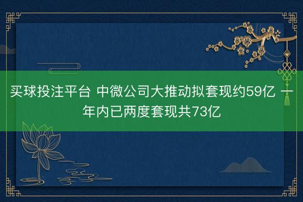 买球投注平台 中微公司大推动拟套现约59亿 一年内已两度套现共73亿