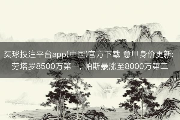 买球投注平台app(中国)官方下载 意甲身价更新: 劳塔罗8500万第一， 帕斯暴涨至8000万第二