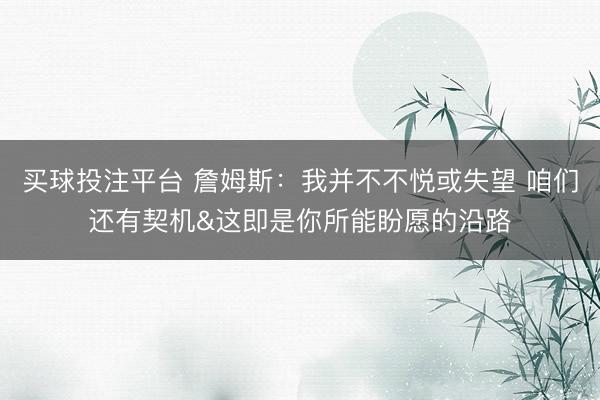 买球投注平台 詹姆斯:我并不不悦或失望 咱们还有契机&这即是你所能盼愿的沿路