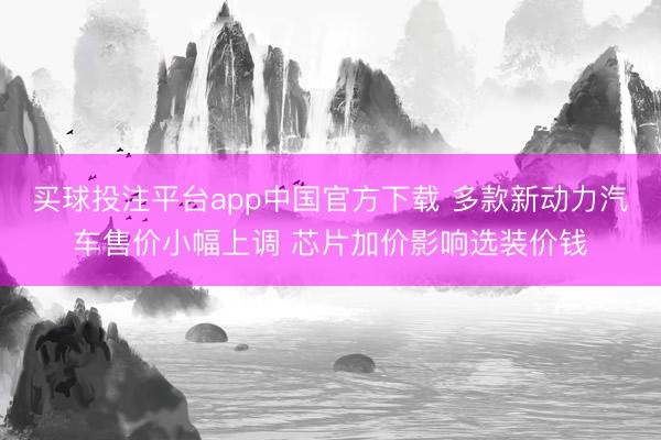 买球投注平台app中国官方下载 多款新动力汽车售价小幅上调 芯片加价影响选装价钱