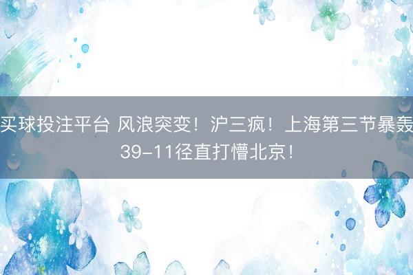 买球投注平台 风浪突变！沪三疯！上海第三节暴轰39-11径直打懵北京！