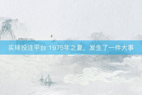 买球投注平台 1975年之夏，发生了一件大事