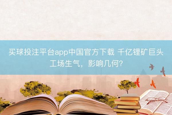 买球投注平台app中国官方下载 千亿锂矿巨头工场生气，影响几何？