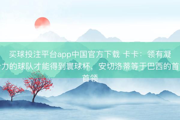 买球投注平台app中国官方下载 卡卡:领有凝合力的球队才能得到寰球杯,安切洛蒂等于巴西的首领