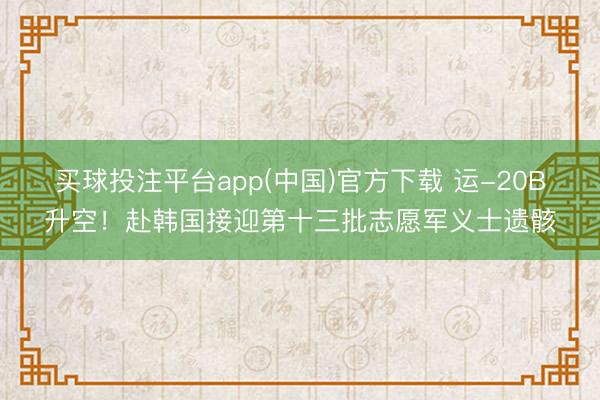 买球投注平台app(中国)官方下载 运-20B升空！赴韩国接迎第十三批志愿军义士遗骸