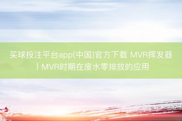 买球投注平台app(中国)官方下载 MVR挥发器丨MVR时期在废水零排放的应用